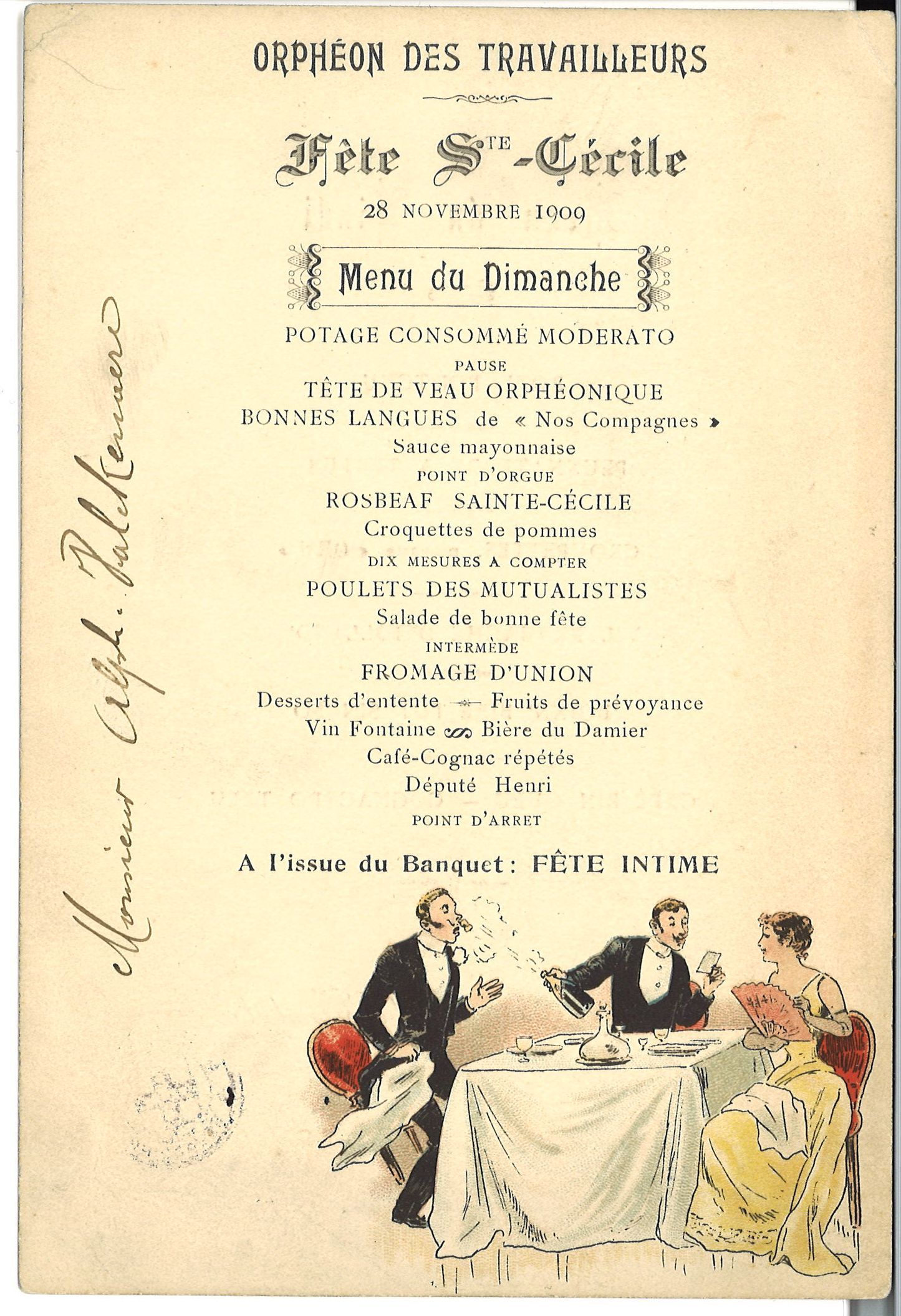 menu 17Z sainte cecile 1909